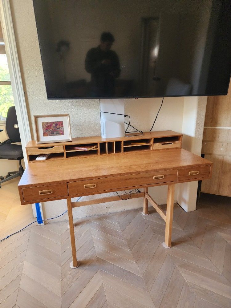 Løvig teak flip top desk designed by Peter Løvig Nielsen