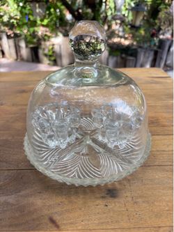 Snack dish with glass dome cover