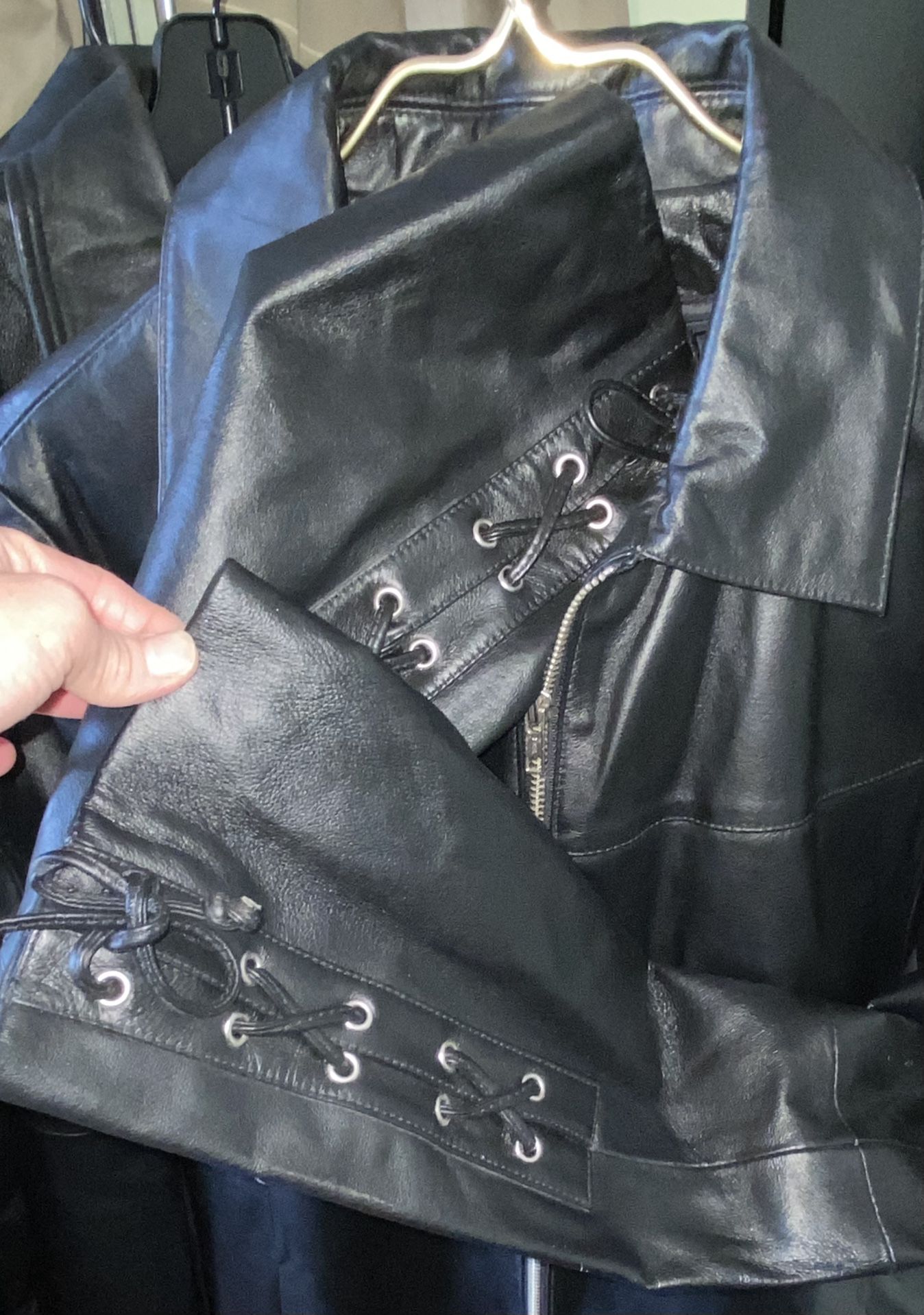 Leather Wrist Tie Women’s Black Jacket