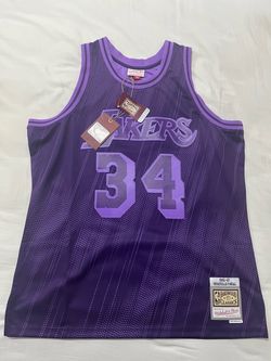 purple Mitchell & Ness Los Angeles Lakers 1996-97 Shaquille O’Neal monochrome swingman jersey