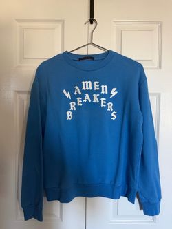 Louis Vuitton Amen Breaker Blue Crewneck Sweater with White Graphic