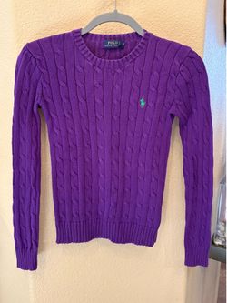 Polo by Ralph Lauren Purple Cable-Knit Crewneck Sweater Size XS