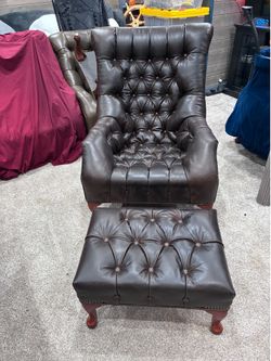 Newly upholstered sleepy hollow chair and ottoman high back