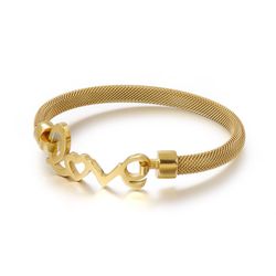 Bangle Stainless Steel 18K Gold Plated Love • Inner Diameter 2.5”