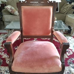 Eastlake Victorian 1800's Armchair Pink Fabric Chair All Original Unrestored - Deltona, FL