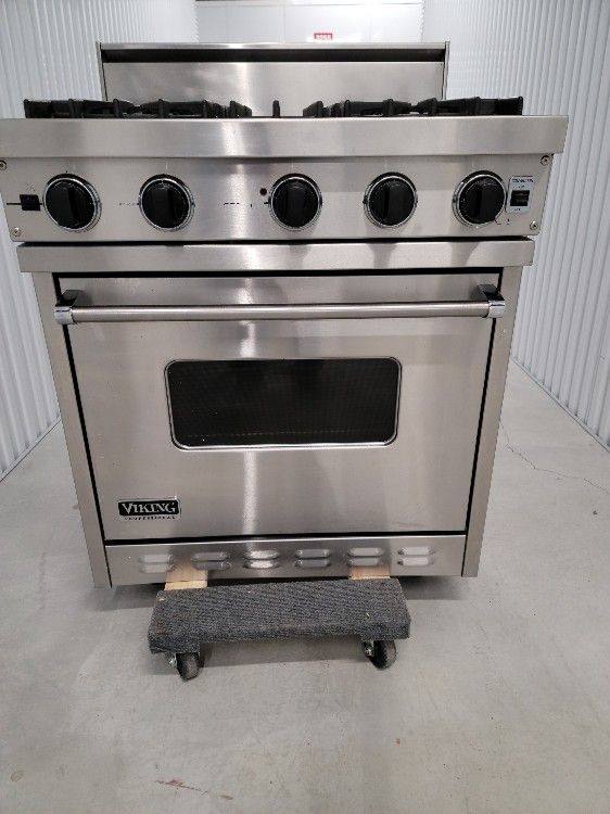 30" Viking Stainless Steel Gas Stove Range with back hood