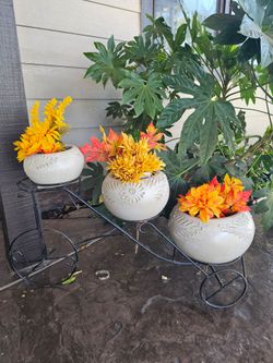 Pots with metal Bike