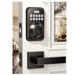 Zowill Keyless Entry Door Lock with 2 Lever Handles, Electronic Keypad Deadbolt, Auto-Locking, Anti-Peeping Password, Digital Code Door Lock, Front Do