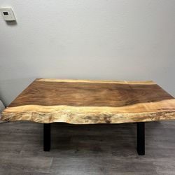 65.5” Solid Rainwood Live Edge Table – Rustic Dining Table / Desk