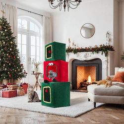 5' Cat Christmas Present Tower NIB