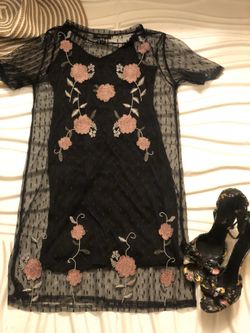 Short Black Dress Lace with Crochet, Size 2 $50