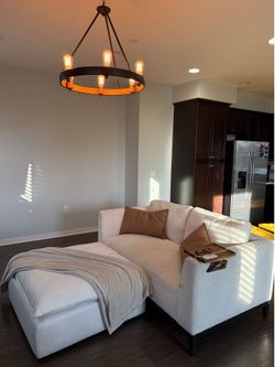 White couch & oversize ottoman