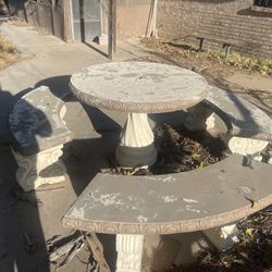 Outdoor Concrete Table With Curved Bench Seating 