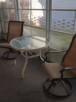 Glass Table With Two Chairs.