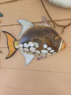 Caribbean Rays brown spotted resin tropical fish wall decor