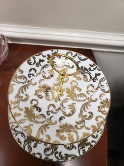 Vintage 2 tier dessert server glass