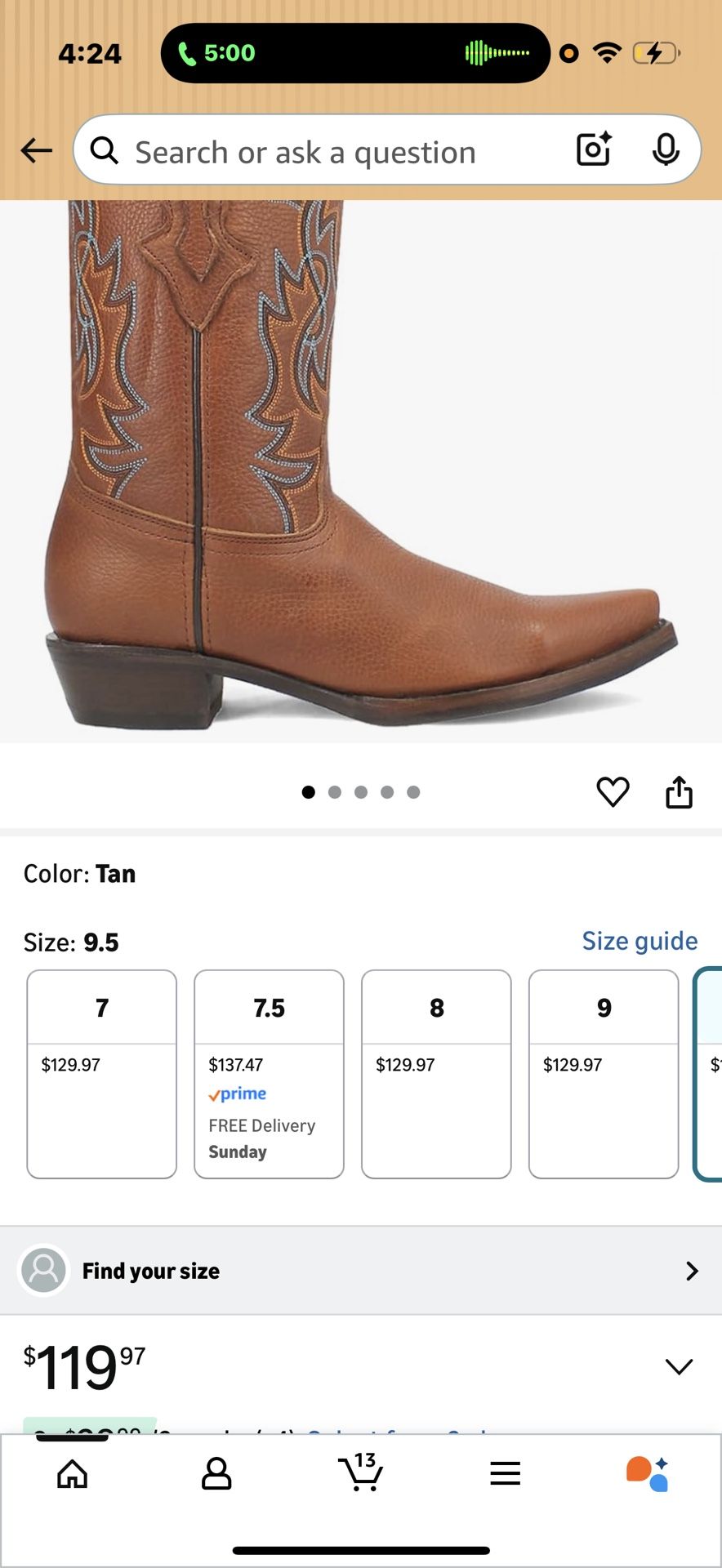 Dingo Gold Rush Men's Leather Boots, Size: 9.5