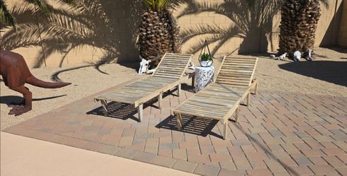 2 Teak Patio Lounge Chairs