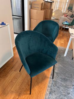 Modani Green Velvet Chairs Set of 6