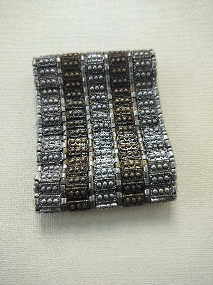 Silver And Bronze Wide Bracelet 