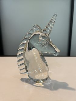 Vintage Glass Unicorn Paperweight Hand Created, Beautiful Collectible. Mint