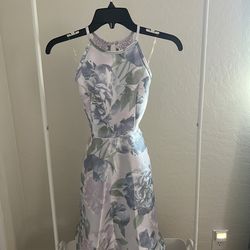 Easter dress - Girls Purple flower dress w/ pockets, lace back and a dramatic low, high hem