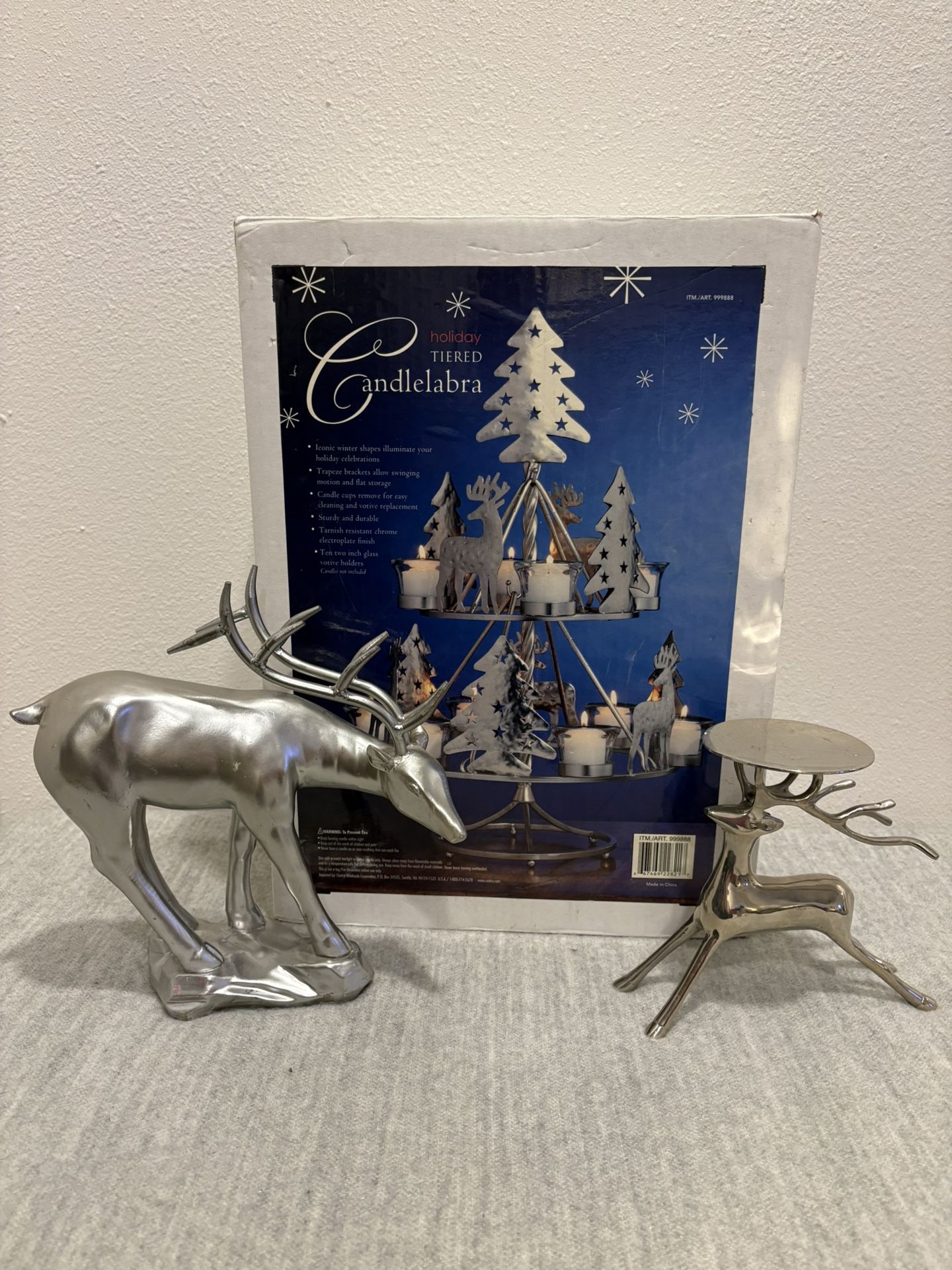 Metal Reindeer Christmas Holiday Home Decor -  Candle holders tier - Simi valley 