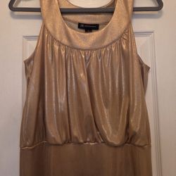 Womens INC Brand Halter Top With Blouson Hem. Shimmery Gold Size Small