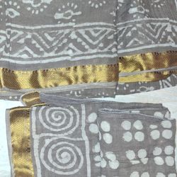 2 cotton sarongs, hand block printed from India
