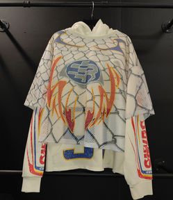 Graphic Mesh Overlay Hoodie