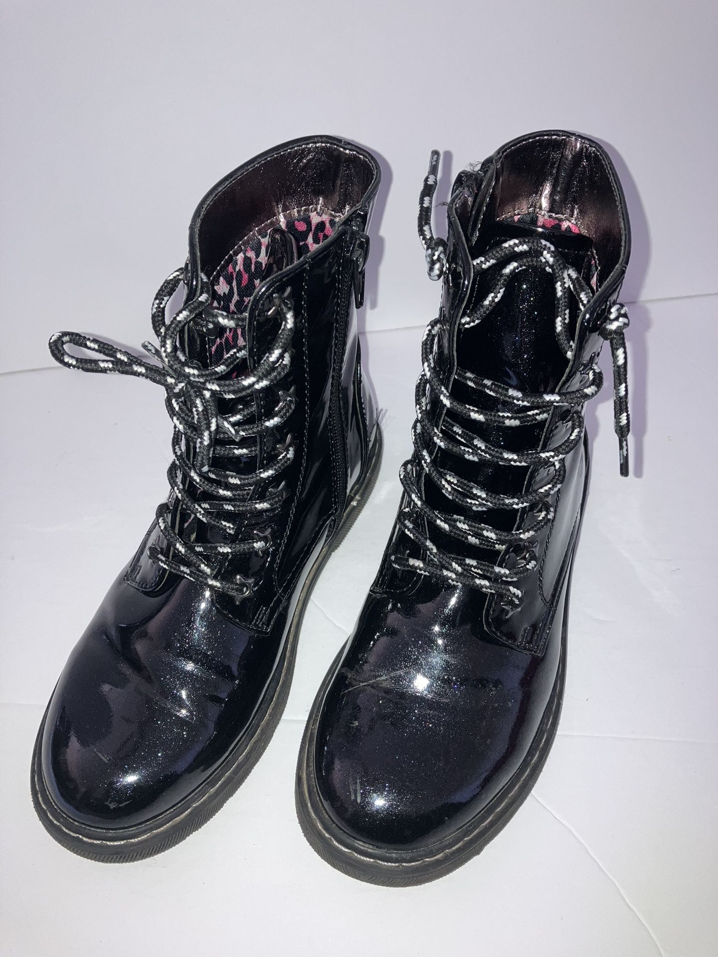 Girls Lace Up Black Boots- Sz 2