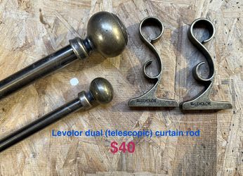 Dual Adjustable Length Curtain Rod With Bracket