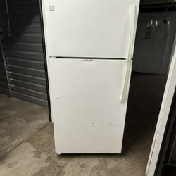 White  Kenmore Garage Refrigerator In Good Working Condition