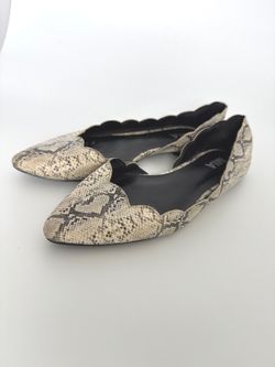 MIA Womens Snakeskin Print Pointed Toe Ballet Flats Beige Black Slip On Shoes
