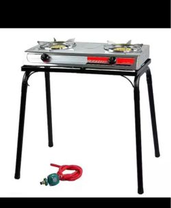 New 2-Burner Propane Gas Stove with Stand