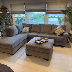 Sofa With Chaise Attached and 2 Matching Pillows