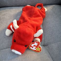 Ty Beanie Baby Snort The Bull 1995 Rare Retired With Multiple Errors. VERY COLLECTABLE 