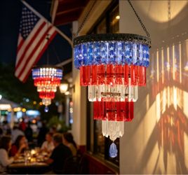 Solar Patriotic Outdoor Chandelier