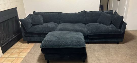 Black Sofa with Ottoman