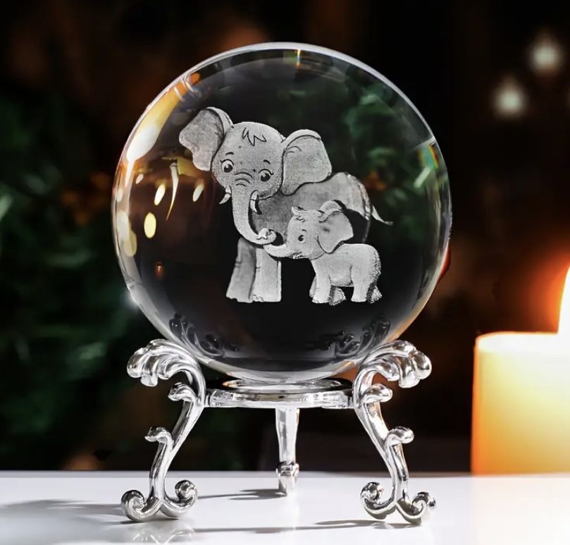 Elephant Crystal Ball With Silver Stand🐘 Pick Up Miami Lakes🐘 Please Read Description 
