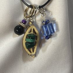 Gift Set 3 Handmade Pendants With A Black Cord Necklace