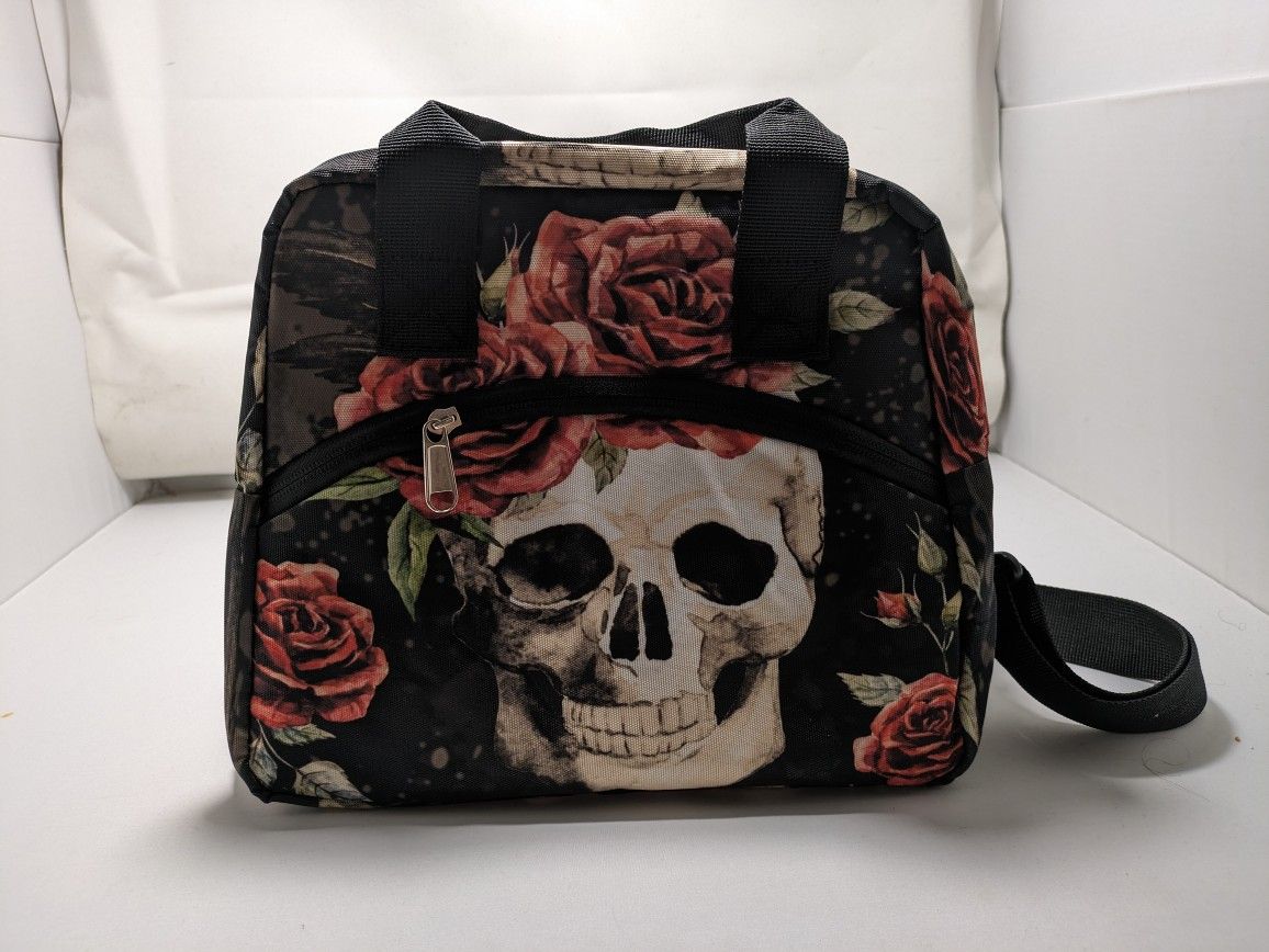 Gothic Skull and Roses Insulated Lunch Bag