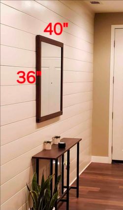 Dark Wood Framed Wall Mirror 36x40