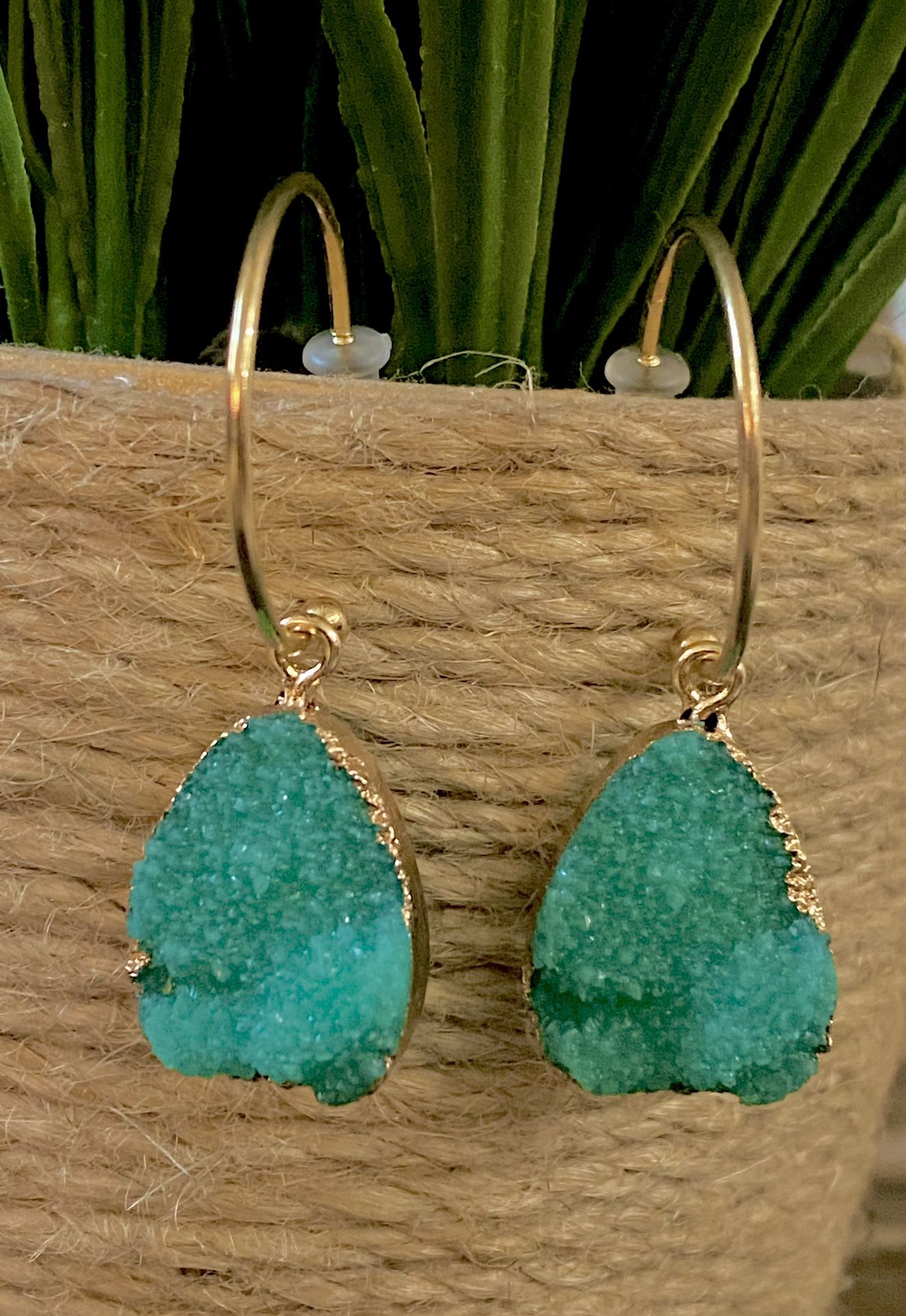 Beautiful Earrings Hoops Turquoise 