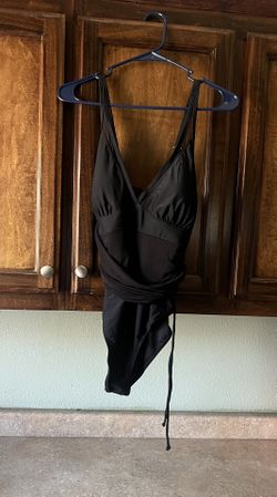 Brand New Black One Piece Bathing Sult With Bathing Suit Cover Attached Tummy Clincher