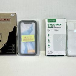 2 Brand NEW iphone 12 Mini Cases (Black & Clear) + 2 Glass, Screen Protectors!