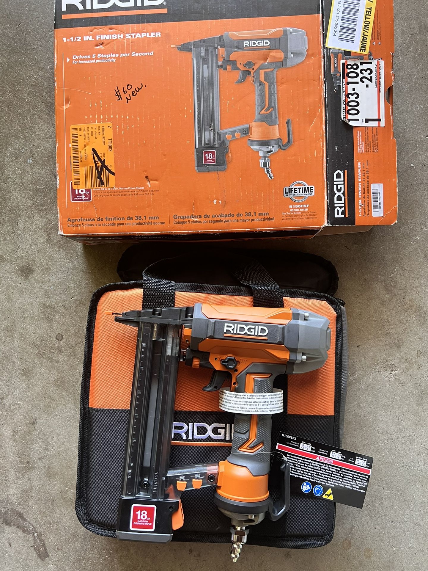 Ridgid Pneumatic 18 Ga Narrow Crown Stapler