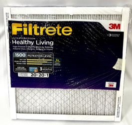 NEW 3M Filtrete Ultra Allergen Healthy Living 20×20×1 Air Filter – MPR 1500 / MERV 12