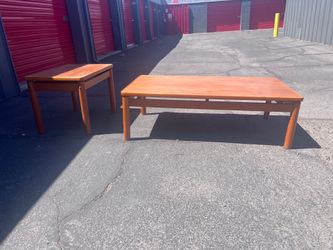 1960s Danish Teak Coffee Table + Side Table (made in Denmark)