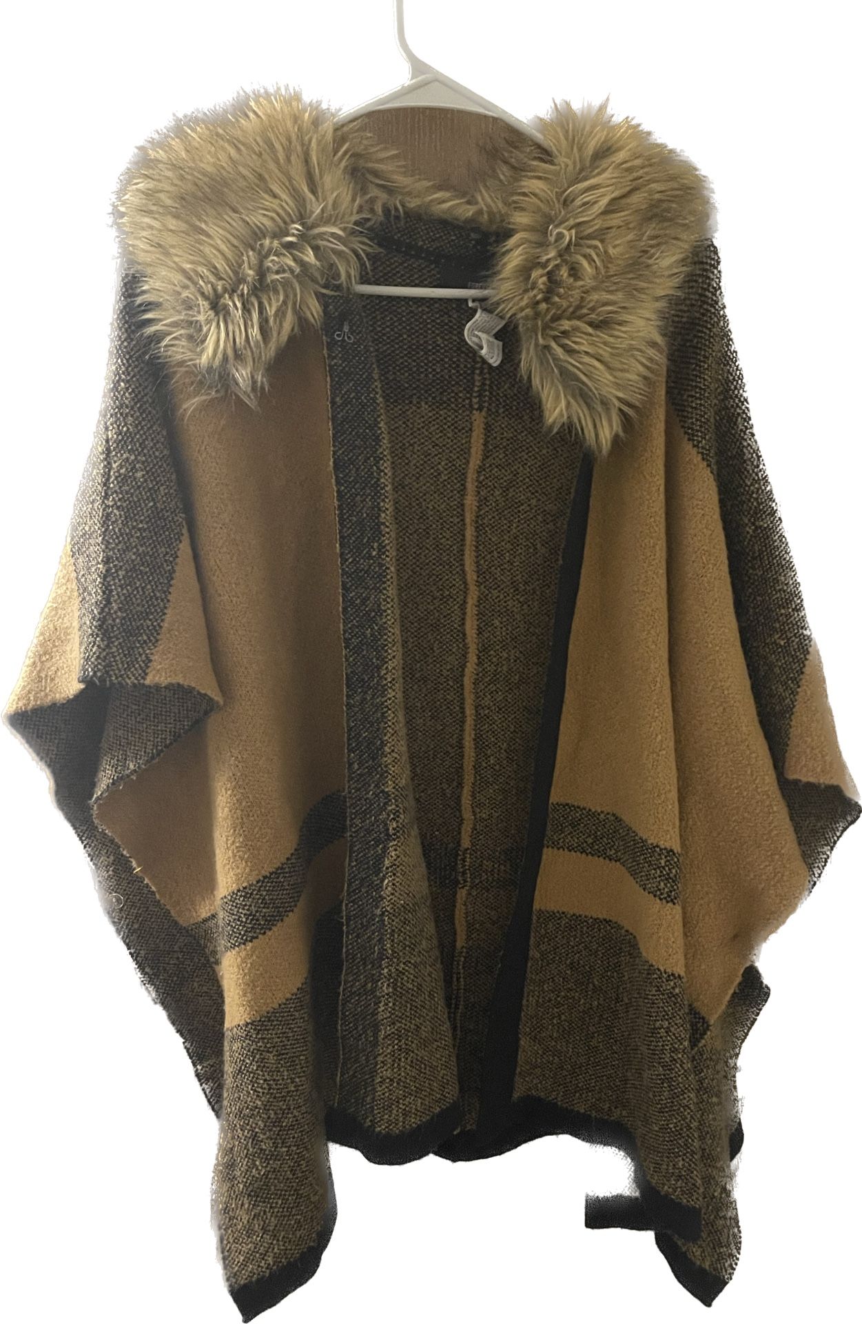 Brown Poncho with Fur